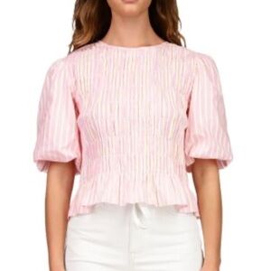 Sanctuary Together Again Smocked Puff Sleeve Top Size Small